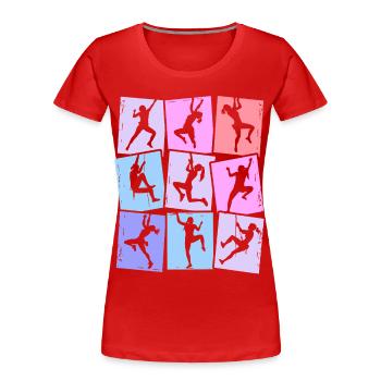 Escalade Montagnes Alpinistes Bloc Femmes Filles - T-shirt bio Premium Femme - rouge - Devant - Mia (176cm)