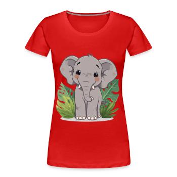 Kleiner Elefantenfreund im Dschungel - Frauen Premium Bio T-Shirt - Rot - Vorne - Mia (176cm)
