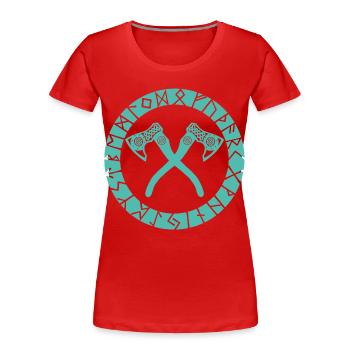 Nordic Cross Axes - Women's Premium Organic T-Shirt - red - Front - Mia (176cm)