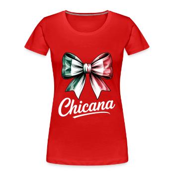 Chicana Bow Italy Flag Design - Women's Premium Organic T-Shirt - red - Front - Mia (176cm)