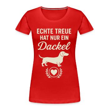 Echte Treue Dackel Herz Motiv Hund - Frauen Premium Bio T-Shirt - Rot - Vorne - Mia (176cm)