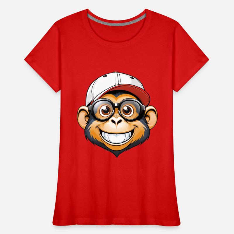 Affe mit Kappe und Brille Frauen Premium Bio T-Shirt