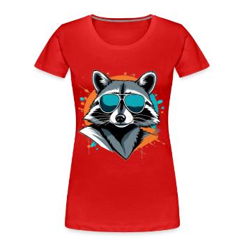 Raccoon with sunglasses street style - Women's Premium Organic T-Shirt - red - Front - Mia (176cm)