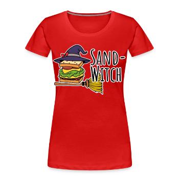 La sorcière est une sorcière des sables, du pain des sorcières d’Halloween ! - T-shirt bio Premium Femme - rouge - Devant - Mia (176cm)