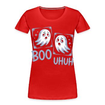 Boo Uhuh – Chemise fantôme drôle pour Halloween - T-shirt bio Premium Femme - rouge - Devant - Mia (176cm)