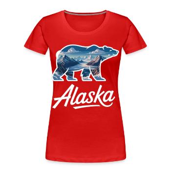 Chemise d’extérieur avec paysage d’Alaska à motif d’ours - T-shirt bio Premium Femme - rouge - Devant - Mia (176cm)