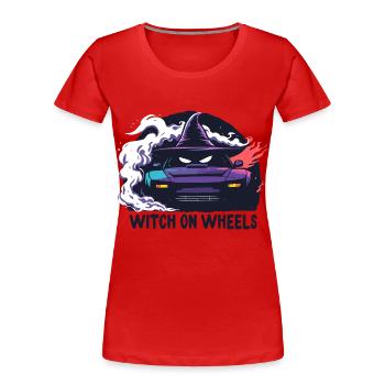 Witch on Wheels Neon Ride - Women's Premium Organic T-Shirt - red - Front - Mia (176cm)