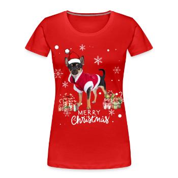 Hunde-Weihnachten - Frauen Premium Bio T-Shirt - Rot - Vorne - Mia (176cm)