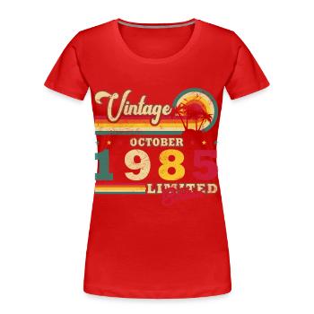1985 October 1985 Jubilee October 1985 - Women's Premium Organic T-Shirt - red - Front - Mia (176cm)