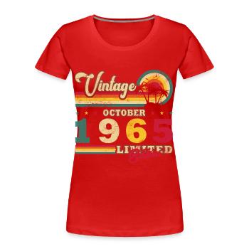 1965 Octobre 1965 Jubilé Octobre 1965 - T-shirt bio Premium Femme - rouge - Devant - Mia (176cm)