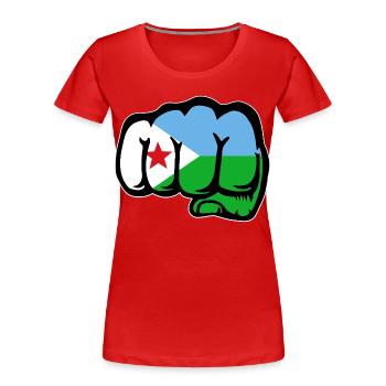 Dschibuti Flagge Faust - Frauen Premium Bio T-Shirt - Rot - Vorne - Mia (176cm)
