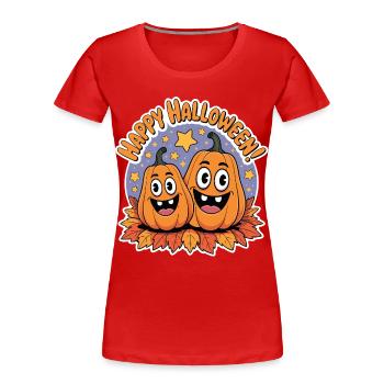 Fröhliche Kürbisse Halloween Duo - Frauen Premium Bio T-Shirt - Rot - Vorne - Mia (176cm)