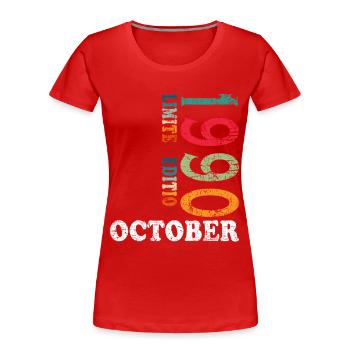 35. Geburtstag Original Oktober Jahrgang 1990 - Frauen Premium Bio T-Shirt - Rot - Vorne - Mia (176cm)