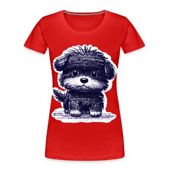 Wuscheliges Hündchen (Blau) - Frauen Premium Bio T-Shirt - Rot - Vorne - Mia (176cm)