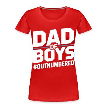 Dad of Boys – Papa Shirt für Jungsväter - Frauen Premium Bio T-Shirt - Rot - Vorne - Mia (176cm)