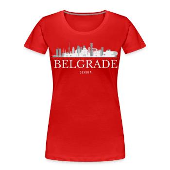 Belgrader Skyline, Belgrad, Serbien - Frauen Premium Bio T-Shirt - Rot - Vorne - Mia (176cm)