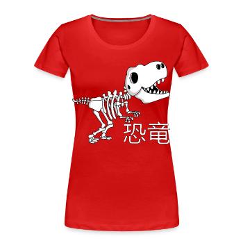 Manga-Dinosaurierskelett - Frauen Premium Bio T-Shirt - Rot - Vorne - Mia (176cm)