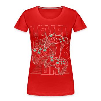 Level Up Retro Controller Graphic 16th Birthday - Women's Premium Organic T-Shirt - red - Front - Mia (176cm)