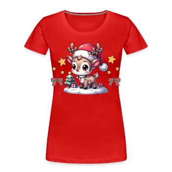 Funny Reindeer Design for Feast of Love - Women's Premium Organic T-Shirt - red - Front - Mia (176cm)