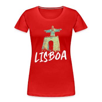 Christ-Roi Lisbonne et Tage illustration bleue - T-shirt bio Premium Femme - rouge - Devant - Mia (176cm)
