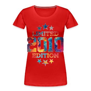 LIMITED EDITION 2010 16. GEBURTSTAG - Frauen Premium Bio T-Shirt - Rot - Vorne - Mia (176cm)