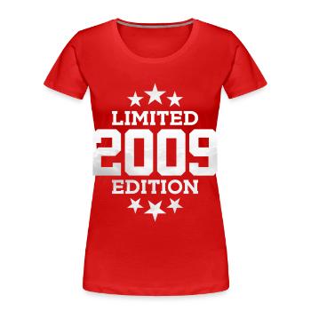 ÉDITION LIMITÉE 2009 17E ANNIVERSAIRE - T-shirt bio Premium Femme - rouge - Devant - Mia (176cm)