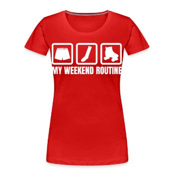 Ma routine du week-end - T-shirt bio Premium Femme - rouge - Devant - Mia (176cm)