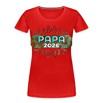 PAPA BÉBÉ 2026 - T-shirt bio Premium Femme - rouge - Devant - Mia (176cm)