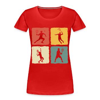 Tennis Retro Joueur de tennis T-shirt Jouer au tennis - T-shirt bio Premium Femme - rouge - Devant - Mia (176cm)