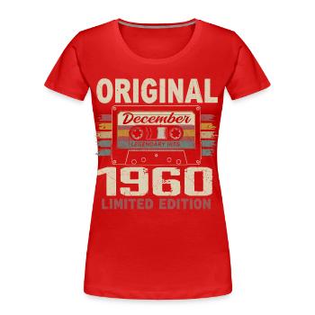 Cadeau D'anniversaire Décembre 1960 - T-shirt bio Premium Femme - rouge - Devant - Mia (176cm)