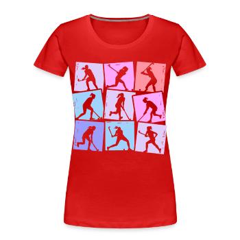 Feldhockey Hockeyspieler Kinder Damen Hockey - Frauen Premium Bio T-Shirt - Rot - Vorne - Mia (176cm)