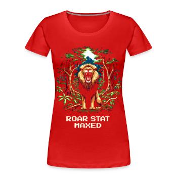 Roar value at maximum | Leo Strength Wilderness - Women's Premium Organic T-Shirt - red - Front - Mia (176cm)