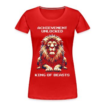 Unlocked: Beast King Achievement | Lion Game - Women's Premium Organic T-Shirt - red - Front - Mia (176cm)