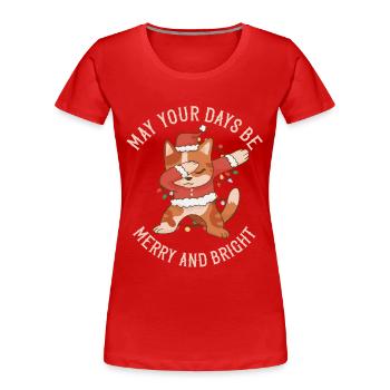 Dabbing Santa Cat - Merry Christmas Party - Women's Premium Organic T-Shirt - red - Front - Mia (176cm)
