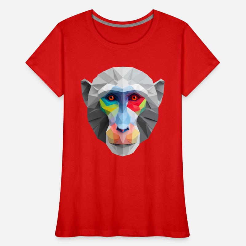Colored Low-Poly Monkey Face Logo Art Design Women's Premium Organic T-Shirt