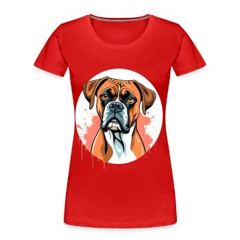 Aquarell Boxer Portrait - Frauen Premium Bio T-Shirt - Rot - Vorne - Mia (176cm)