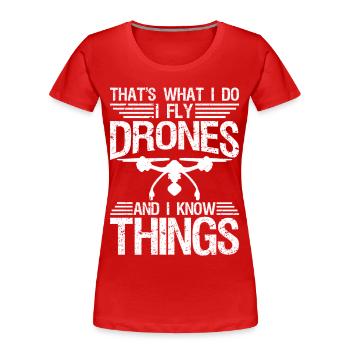 Drone drôle pour les hommes Femmes Pilote de drone volant - T-shirt bio Premium Femme - rouge - Devant - Mia (176cm)