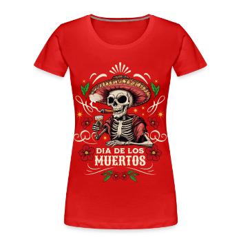 Dia De Los Muertos Skull Skull Tequilla - Women's Premium Organic T-Shirt - red - Front - Mia (176cm)