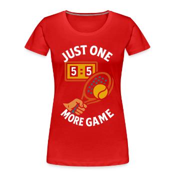 Padel Just One More Game design amusant - T-shirt bio Premium Femme - rouge - Devant - Mia (176cm)