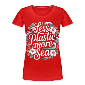 Moins de plastique, plus de mer – Design environnemental, Fleurs - T-shirt bio Premium Femme - rouge - Devant - Mia (176cm)