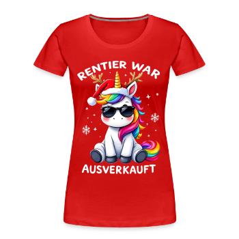 Rentier War Ausverkauft Weihnachten Einhorn - Frauen Premium Bio T-Shirt - Rot - Vorne - Mia (176cm)
