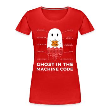Funny Coder, Programmer Halloween T-Shirt - Women's Premium Organic T-Shirt - red - Front - Mia (176cm)