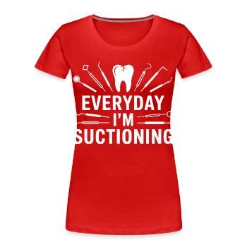 Dentiste Succion quotidienne - T-shirt bio Premium Femme - rouge - Devant - Mia (176cm)