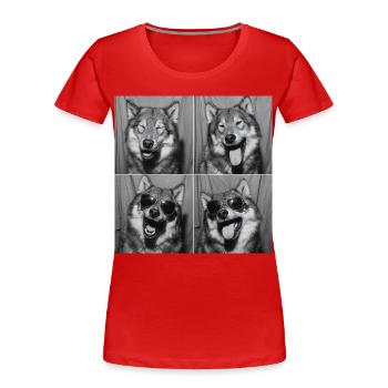 Lustig Wolf Vintage Retro Fotobox - Frauen Premium Bio T-Shirt - Rot - Vorne - Mia (176cm)