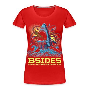 Shark Beat BSIDES Perth 2025 - Frauen Premium Bio T-Shirt - Rot - Vorne - Mia (176cm)