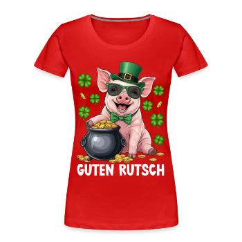 Guten Rutsch - Frauen Premium Bio T-Shirt - Rot - Vorne - Mia (176cm)