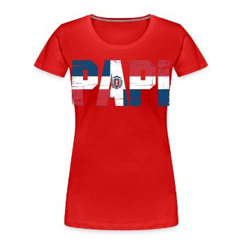  Papi Dominikanische Flagge – Stolzer Papa aus der - Frauen Premium Bio T-Shirt - Rot - Vorne - Mia (176cm)
