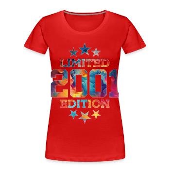 LIMITED EDITION 2001 25TH BIRTHDAY - Women's Premium Organic T-Shirt - red - Front - Mia (176cm)