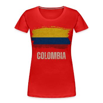 Vintage Colombia, Colombia flag - Women's Premium Organic T-Shirt - red - Front - Mia (176cm)