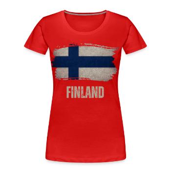 Vintage Finland, Finland flag - Women's Premium Organic T-Shirt - red - Front - Mia (176cm)